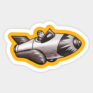 Pilot in Rocket Ship Sticker